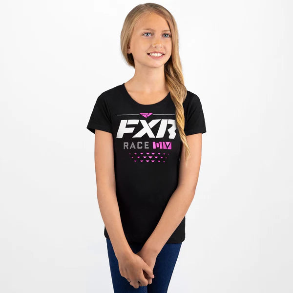 FXR YTH Race Div. T-Shirt - BLK/PINK - L