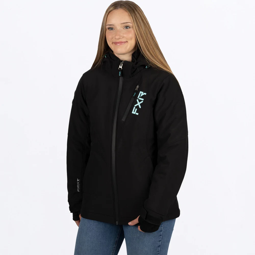 FXR Woman Vertical Pro Insulated  Softshell Jacket - Black/Seafoam