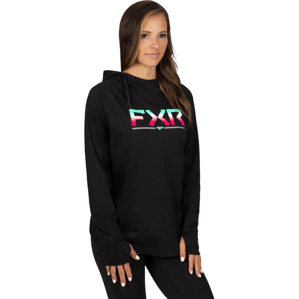 FXR Woman Trainer Lite Hoodie - Black/Mint-Elec Pink